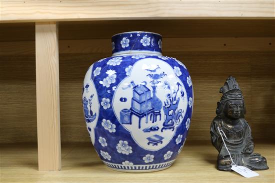 A 19th century Chinese blue and white jar and cover height 29cm